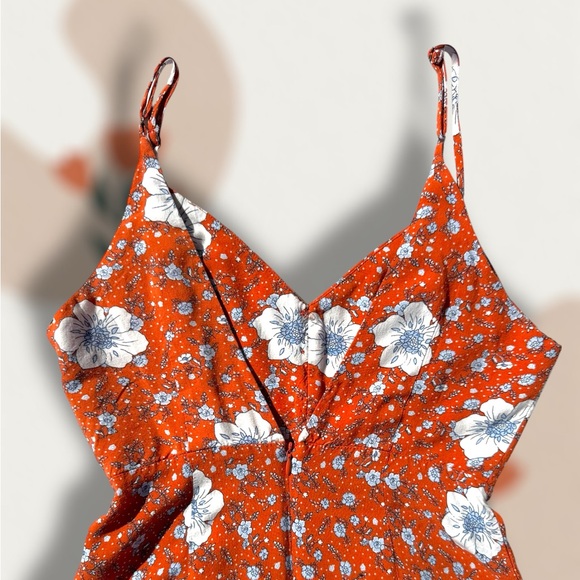 Forever 21 Orange Floral Spaghetti-Strap Jumpsuit - Picture 7 of 8